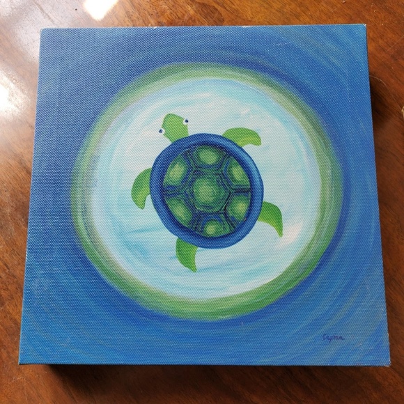 Turtle canvas wall art 9x9" - Picture 3 of 4